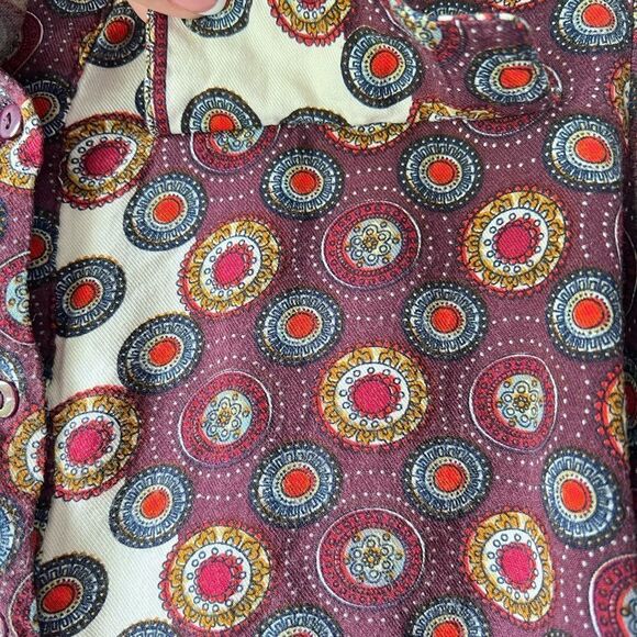 NATURA anthropology Womens Blouse print boho chic Long sleeve viscose S - Picture 6 of 16